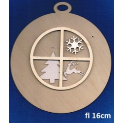 SKLEJKA #3mm Bombka 16cm z oknem fi 10cm + z beermaty renifer, choinka, śnieżynka, ZESTAW / 7878
